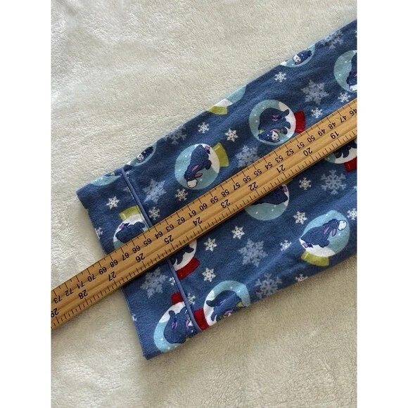 Vintage Disney Store Womens Pajamas Shirt Top Medium Flannel Eeyore Snow Globe - Picture 9 of 11